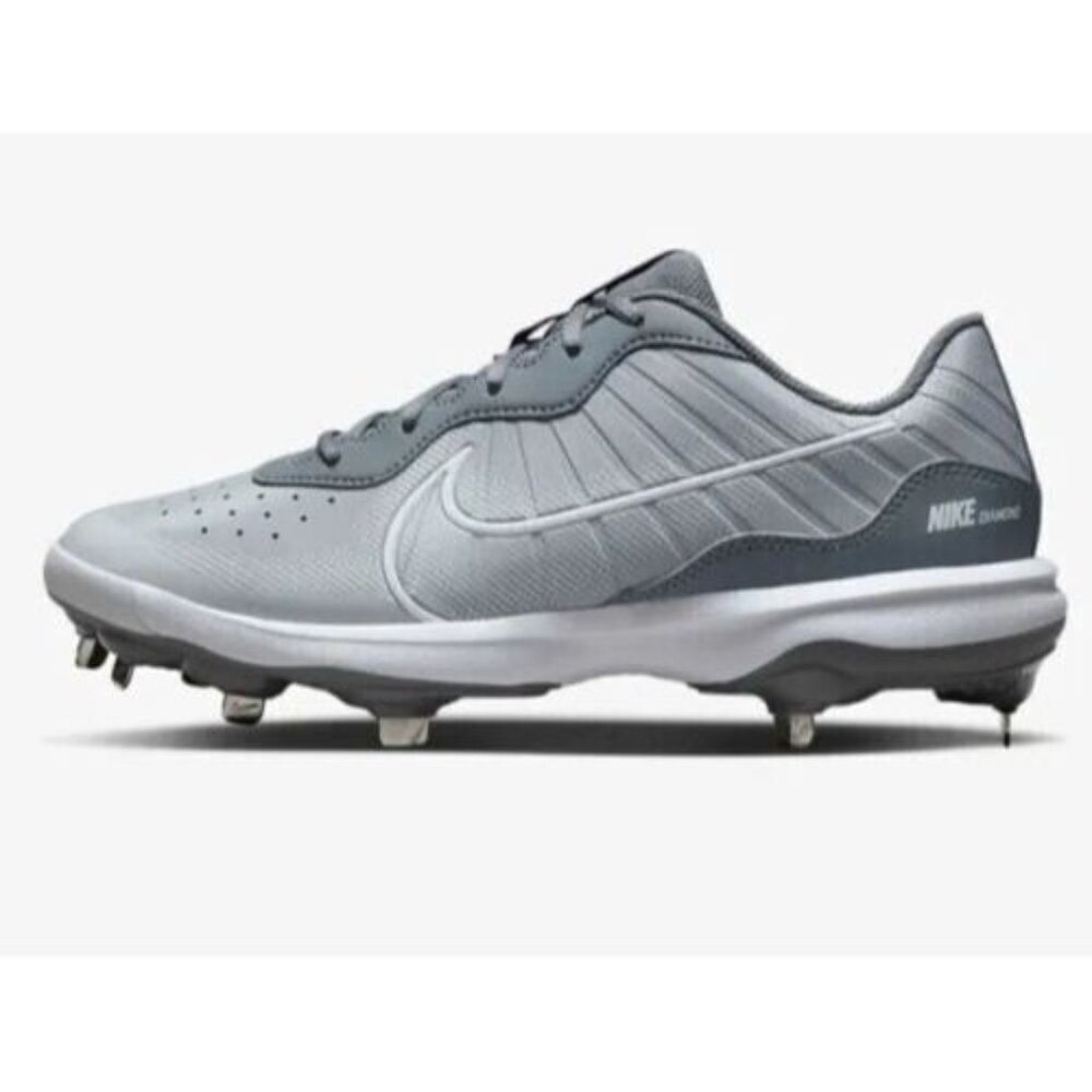 Nike Mens Alpha Huarache Varsity 4 Low Baseball Cleats Gray DJ6516-012 Size 13